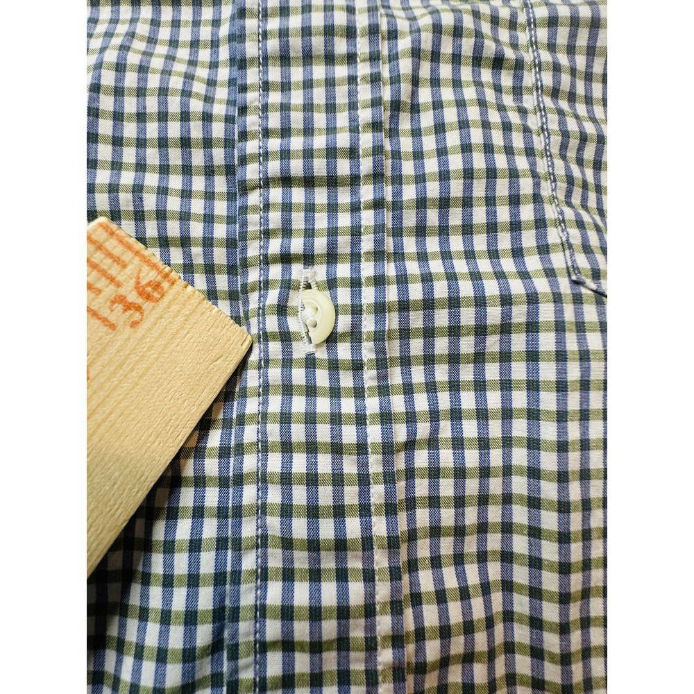 Banana Republic Shirt Mens Small Green Blue Check Slim Fit Button Down Cotton - Picture 3 of 11